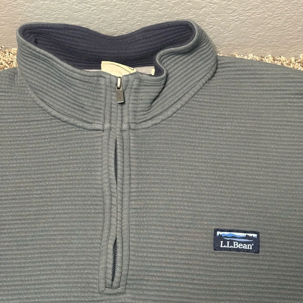L.L. Bean Men's Charcoal Zip-Up Sweater - Picture 4 of 10